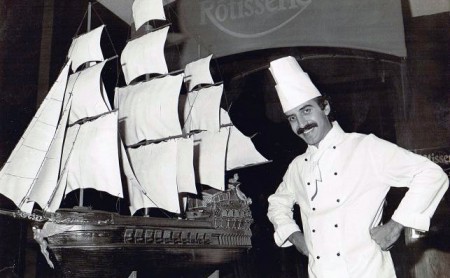 I produced a Large Galleon Centerpiece out of Pastillage. It was well received and attracted all the customers dining at the Rotisserie Restaurant