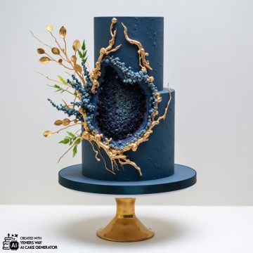 Opulent Rainbow Gradient Navy Velvet Cake 2