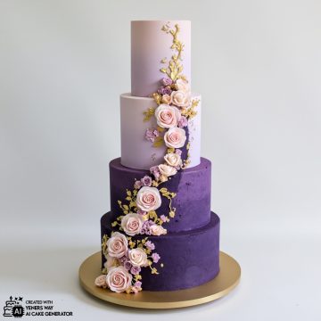 Majestic Mosaic Cake with Sugar Flowers and Neon Accents
