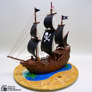 Pirate Ship Cake with Chocolate Ganache Hull and Edible Gold Leaf Accents