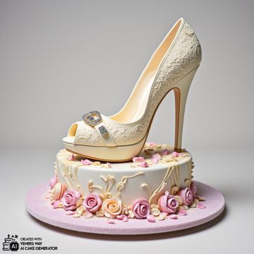 High-Heeled Stiletto Cake with Lace and Gemstone Accents