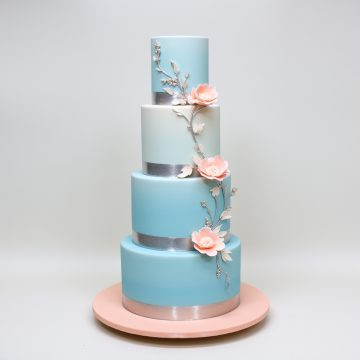 Whimsical Ombre Cake with Metallic Accents and Edible Flowers