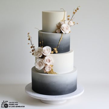 Vintage-inspired Cake with Green Leaves and Cream Roses 2