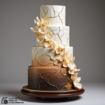 Modern Monochrome Masterpiece: Olive, Gold, and Ivory Cake