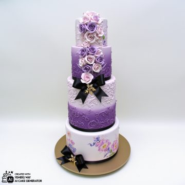 Enchanted Bohemian Ombre Cake with Lavender Blooms and Carved Wood Base 2