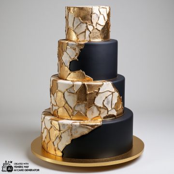 Elegant Earth-Tone Gradient Cake with Mosaic Design and Gold Accents