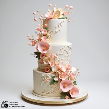 Majestic Charcoal and Gold Floral Sculpture Cake