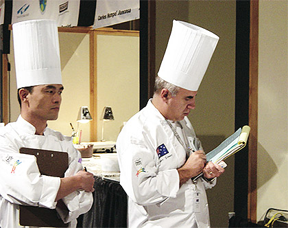 With Japanese Judge Tatsuya Kijima during 2002 World Pastry Championships, Las Vegas.