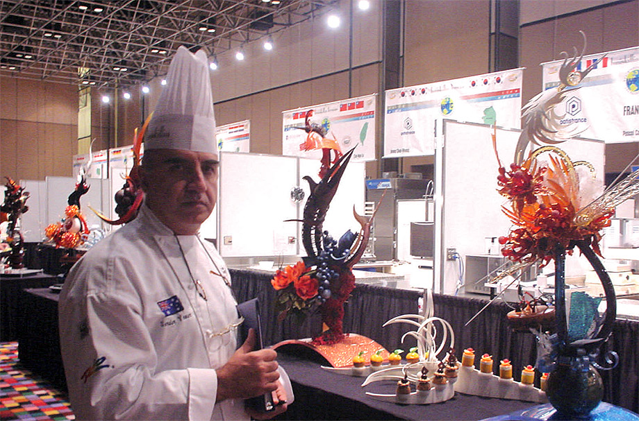 ￼Winning Team USA chocolate and sugar centerpieces 2004 World Pastry Championship, Las Vegas.